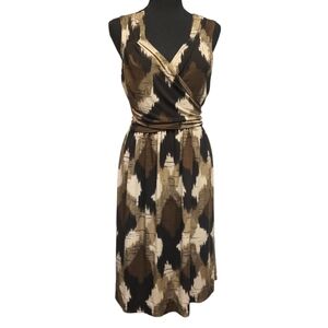 Earth Tone Faux Wrap Dress